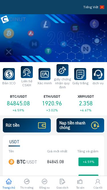 Screenshot 14/03/2025 m.coinutcoin.com COINUTPlease enable JavaScript to continue.Tiếng ViệtEnglishにほんご한국어Tiếng ViệtไทยDeutschefrançais繁體中文EspañolTiếng ViệtEnglishにほんご한국어Tiếng ViệtไทยDeutschefrançais繁體中文EspañolBản ICOLiên hệ CSKHXác minhgiấy chứng nhận quy địnhGiấy trắngdịch vụBTC/USDT84845.08+4.59%ETH/USDT1920.96+3.02%XRP/USDT2.358+4.67%DOGE/USDT0.17352+5.01%LTC/USDT91.35+3.68%DOT/USDT4.164+4.59%BCH/USDT330.7+1.47%ADA/USDT0.7398+5.23%SOL/USDT132.5