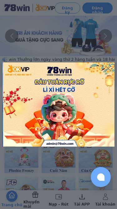 Screenshot 26/02/2025 78wiin0.online 78WIN Đăng kýĐăng nhập Đặc Quyền VIP CLUB Tại 78win Thưởng lớn ngày vàng thứ 2 hàng tuần và 18 hàng tháng Hoa hồng Đại Lý 60%. Chú ý khi nạp: Để bảo đảm tài sản cá nhân cũng như bảo mật thông tin của mình, thành viên khi tham gia tại 78win vui lòng vào mục nạp tiền lấy thông tin ngân hàng chuyển khoản, tuyệt đối không lấy thông tin, nội dung từ người thứ 3 hoặc đại lý tránh bị lừa đảo. 78win CH