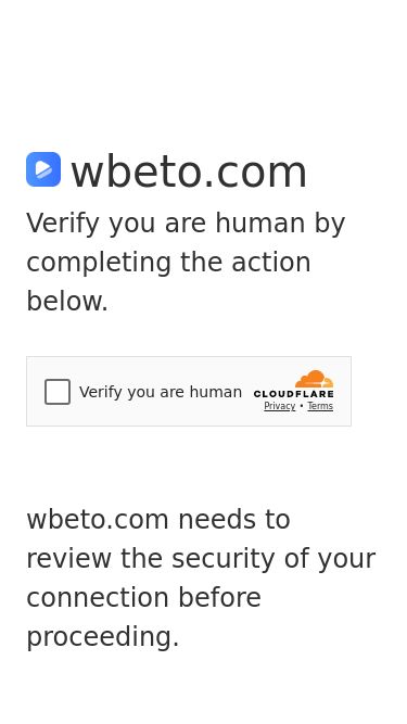 Screenshot 22/02/2025 wbeto.com Just a moment...wbeto.comVerify you are human by completing the action below.wbeto.com needs to review the security of your connection before proceeding.Verification successfulWaiting for wbeto.com to respond...Enable JavaScript and cookies to continueRay ID: 915ffd90a8314bf2Performance & security by Cloudflare