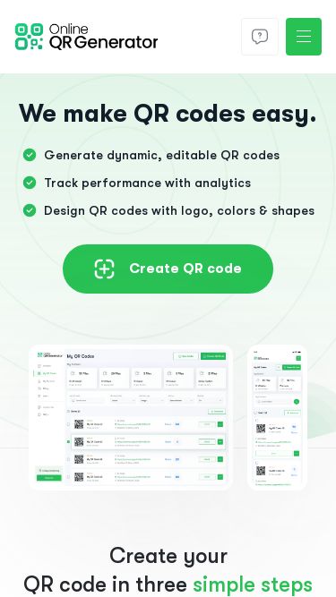 Screenshot 22/02/2025 online-qr-generator.com Online QR Generator | Create Free QR Codes Log In Sign Up We make QR codes easy. We make QR codes easy. Generate dynamic, editable QR codes Track performance with analytics Design QR codes with logo, colors & shapes Create QR code Create your QR code in three simple steps Choose your QR code content Decide what you want to share. You can use URLs, videos, apps, and more! Customize your design Personalize your QR code's color, shape, and style to create a unique design that matches your brand! Download y