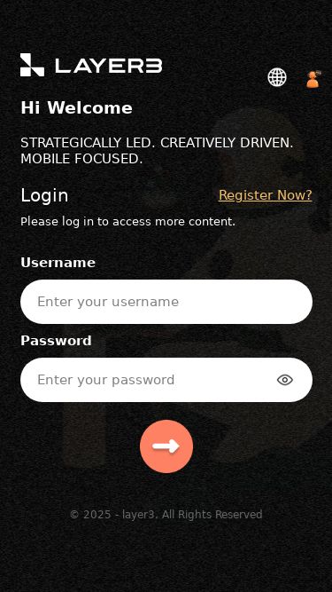 Screenshot 20/07/2025 layer3ivip.com Hi Welcome STRATEGICALLY LED. CREATIVELY DRIVEN. MOBILE FOCUSED. Login Register Now? Please log in to access more content. Username Enter your username Password Enter your password © 2025 - layer3. All Rights Reserved Cancel Cancel OK