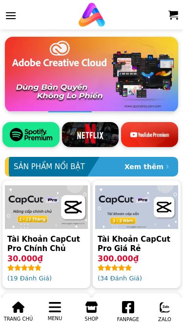Screenshot 31/05/2025 appbanquyen.com App Bản Quyền - Tài Khoản Bản Quyền Giá Rẻ Bỏ qua nội dung Danh mục Sản phẩm App Chỉnh Ảnh & Video Chuyên Các App, Tài Khoản Bản Quyền Giá Rẻ -  Uy Tín - Chất Lượng MENU Trang Chủ Sản Phẩm Bài Viết Lightroom Premium LIÊN KẾT NỔI BẬT Mua Lightroom Full Màu Tài Khoản Netflix Giá Rẻ Tài Khoản Xingtu VIP LIÊN HỆ Facebook Instagram Tiktok Telegram CHỨNG NHẬN Hot Sale Đồ Hoạ & Thiết Kế Thư Giãn & Giải Trí Họ