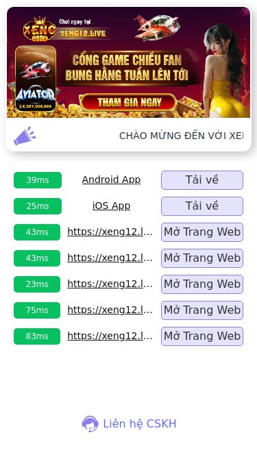 Screenshot 10/05/2025 taiappxeng.xyz LINK TAI APP GAME XENG ‹ › Chào mừng đến với XENG LIVE ! Có hàng trăm trò chơi hấp dẫn đang chờ đợi bạn, với nhiều hoạt động hấp dẫn như : đăng ký nhận ngay khuyến mãi 38k , nạp tiền từ thẻ ngân hàng nhận ưu đãi thêm 2%, mời bạn bè nhận thưởng, cùng nhiều khuyến mại hấp dẫn khác ,cùng với đội ngũ CSKH 24h chuyên nghiệp phục vụ nhiệt tình chu đáo. 39ms Android App Tải về 25ms iOS App Tải về 43m