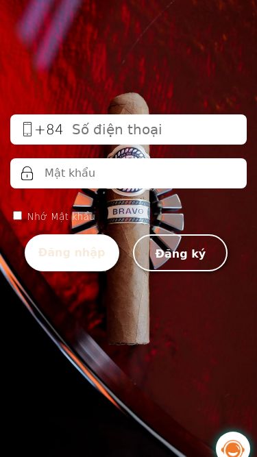 Screenshot 12/06/2025 y-cigarro.icu Cohiba +84 Nhớ Mật khẩu Đăng nhập Đăng ký
