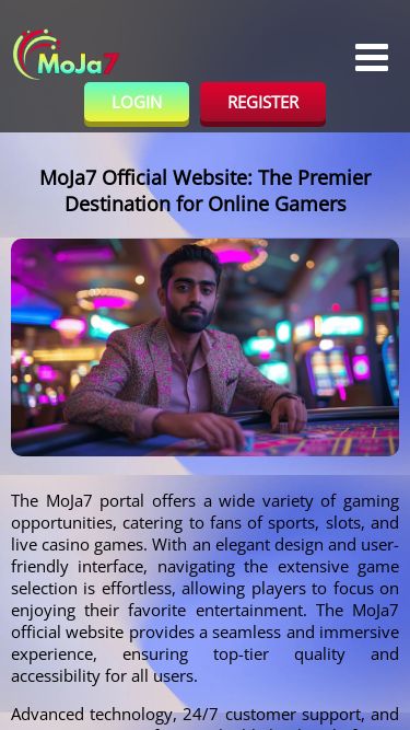 Screenshot 12/07/2025 moja7.org MoJa7 Portal: Where Champions Play and Winners Thrive Sports Live Casino Bonuses Login App Slots Login Register MoJa7 Official Website: The Premier Destination for Online Gamers The MoJa7 portal offers a wide variety of gaming opportunities, catering to fans of sports, slots, and live casino games. With an elegant design and user-friendly interface, navigating the extensive game selection is effortless, allowing players to focus on enjoying their favorite entertainment. The MoJa7 official website provides a