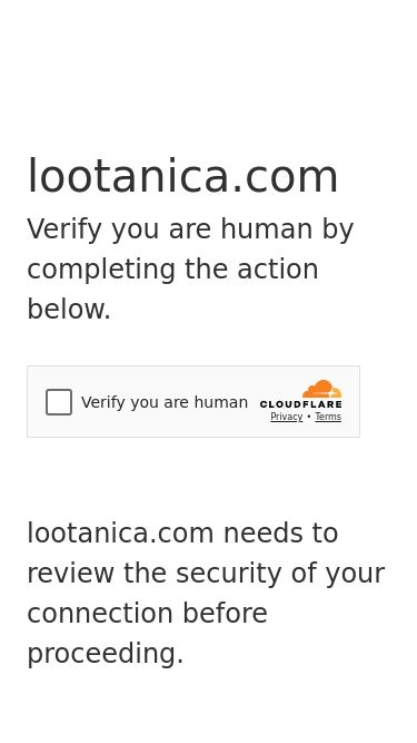 Screenshot 28/02/2025 lootanica.com Just a moment...lootanica.comVerify you are human by completing the action below.lootanica.com needs to review the security of your connection before proceeding.Verification successfulWaiting for lootanica.com to respond...Enable JavaScript and cookies to continueRay ID: 918ff14fd821ff81Performance & security by Cloudflare