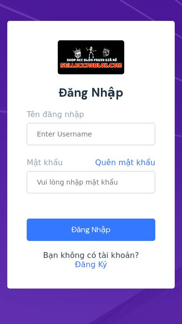 Screenshot 01/03/2025 sellaccroblox.com Đăng Nhập | SHOP ACC BLOX FRUITS Đăng Nhập Tên đăng nhập Mật khẩu Quên mật khẩu Đăng Nhập Bạn không có tài khoản? Đăng Ký