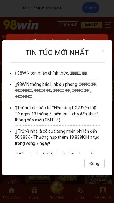 Screenshot 14/06/2025 98win.in 98Win-Nổ Hũ,Bắn Cá,Thể Thao,Casino Live,Game Bài,Đá Gà,Xổ Số null NativeApp_Download Common_Login Common_Join L 