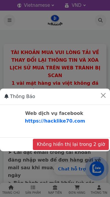 Screenshot 04/04/2025 sellvia24h.com sellvia24h.com Welcome to sellvia24h.com, have a nice day <3 Vietnamese English Vietnamese Vietnamese English VND USD VND VND USD Chính sách FAQ Liên hệ 0 Login Trang chủ Sản phẩm Via Facebook Via XMDT (2line) Via 902 (3line) Via Limit Cao - Tài Khoản Cổ Via Chat Support Facebook Via Việt Nam Live Ads Via USA Via Philippines Via Indonesia Via Thailand Via Nam Mỹ Via EU Via Quốc Tế Clone - Via Facebook Clone Via Việt Nam Via Nhiều Bài Đăng Via Thuê Tích Xanh Via Die Ads Vi