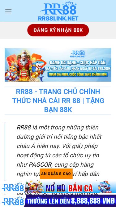 Screenshot 03/05/2025 rr88link.net RR88 - Trang Chủ Chính Thức Nhà Cái RR 88 | Tặng Bạn 88K Skip to content RR88 ĐĂNG KÝ ĐĂNG NHẬP NẠP TIỀN RÚT TIỀN TẢI APP CASINO XỔ SỐ ĐÁ GÀ THỂ THAO LIÊN HỆ KHUYẾN MÃI Đăng ký nhận 88K Đăng ký nhận 88K RR88 - Trang Chủ Chính Thức Nhà Cái RR 88 | Tặng Bạn 88K RR88 là một trong những thiên đường giải trí nổi tiếng bậc nhất châu Á hiện nay. Với giấy phép hoạt động từ các tổ chức uy tín như PAGCOR, cung c