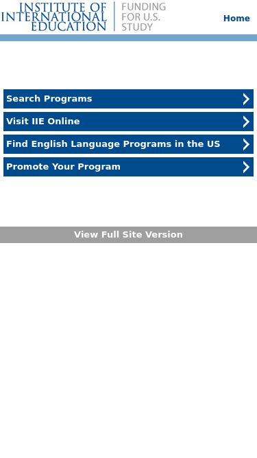 Screenshot 10/03/2025 fundingusstudy.org International Scholarships | Funding for US Study Home Search Programs Visit IIE Online Find English Language Programs in the US Promote Your Program View Full Site Version %