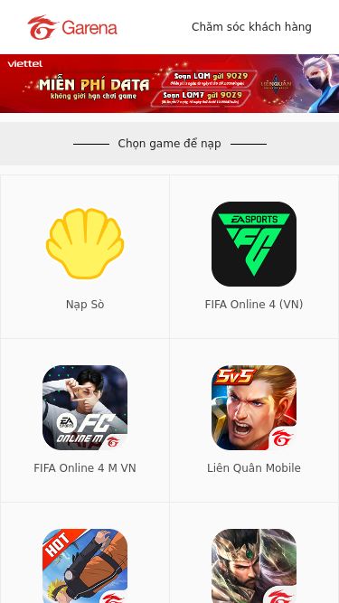 Screenshot 25/02/2025 paysgarena.com Trung tâm nạp thẻ Garena Chăm sóc khách hàng ❮ ❯ Chọn game để nạp Nạp Sò FIFA Online 4 (VN) FIFA Online 4 M VN Liên Quân Mobile Free Fire Cái Thế Tranh Hùng Blade and Soul CÔNG TY CỔ PHẦN PHÁT TRIỂN THỂ THAO ĐIỆN TỬ VIỆT NAM Giấy CNĐKKD số 0103959912, cấp lần đầu ngày 09/06/2009 | Cơ quan cấp: Phòng Đăng ký kinh doanh- Sở Kế hoạch và đầu tư TP Hà Nội Địa chỉ trụ sở chính: Tầng 29, Tòa nhà Trung tâm Lotte Hà Nội