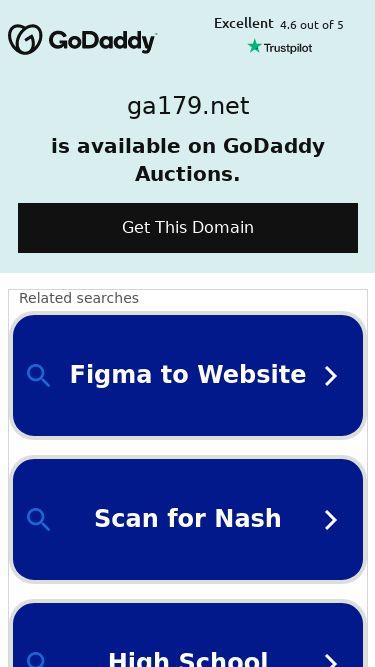 Screenshot 20/03/2025 ga179.net ga179.netis available on GoDaddy Auctions.Get This DomainCopyright © 1999-2025 GoDaddy, LLC. All rights reserved.Privacy PolicyDisclaimer: References to any specific company, product or services on this Site are not controlled by GoDaddy.com LLC and do not constitute or imply its association with or endorsement of third party advertisers.