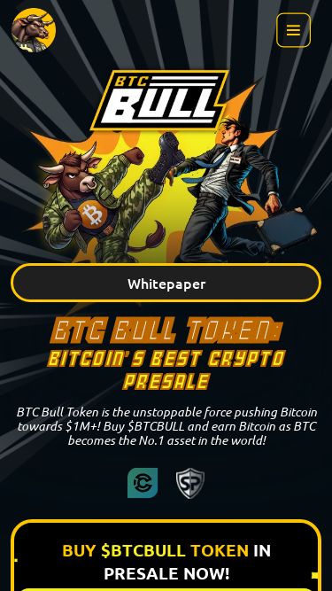 Screenshot 04/03/2025 btcbulltoken.com BTC Bull Token | The Best Crypto Presale For Bitcoin Bulls BTC Bull Token Home Whitepaper Audit Report Terms and Conditions Cookies Policy Privacy Document Arabic Bulgarian Chinese (Simplified) Chinese (Traditional) Czech Dutch French German Greek Hungarian Indonesian Italian Japanese Korean Polish Portuguese Romanian Russian Slovak Spanish Thai Turkish Vietnamese WhitepaperBTC Bull Token: Bitcoin’s Best Crypto PresaleBTC Bull Token is the unstoppable force pushing Bitcoin towards $1M+! Buy $BTCBULL and e