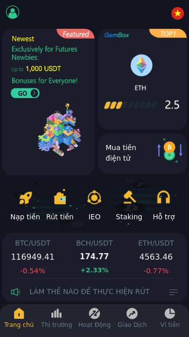 Screenshot 19/09/2025 newbox-pro.com FOREX PRO TRADE Mua tiền điện tử Nạp tiền Rút tiền IEO Staking Hỗ trợ BTC/USDT 116949.41 -0.54% BCH/USDT 174.77 +2.33% ETH/USDT 4563.46 -0.77% LÀM THẾ NÀO ĐỂ THỰC HIỆN RÚT TIỀN? LÀM THẾ NÀO ĐỂ THỰC HIỆN MỘT KHOẢN TIỀN GỬI? NHỮNG COINS NÀO ĐƯỢC HỖ TRỢ TRÊN SÀN GIAO DỊCH FOREX PRO TRADE ? FOREX PRO TRADE CÓ MẶT TẠI QUỐC GIA NÀO? LÀM THẾ NÀO ĐỂ ĐẢM BẢO SỰ AN TOÀN CHO CÁC KHOẢN TIỀN ĐÃ KÝ GỬI CỦA TÔI? NGƯỜI 