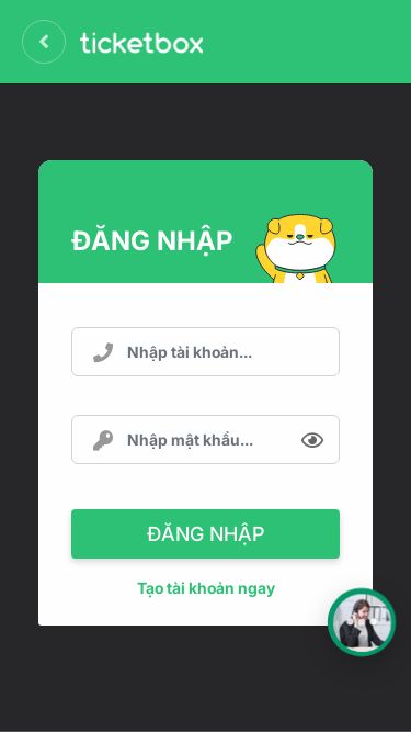 Screenshot 20/10/2025 ticketbox-liveshowvn.com Ticketbox - Mua vé hòa nhạc, hội thảo, thể thao, phim, kịch và voucher Đăng nhập Đăng ký Đăng nhập Số điện thoại hoặc email: * Mật khẩu: * ĐĂNG NHẬP Tạo tài khoản ngay Đăng ký Họ và tên * Số điện thoại * Mật khẩu * Xác nhận mật khẩu * Mã giới thiệu * Đồng ý với điều khoản dịch vụ ĐĂNG KÝ Đăng nhập close Quy định chung × Người tham gia mở phòng vé phải trong độ tuổi từ 18 đến 60, có tài 