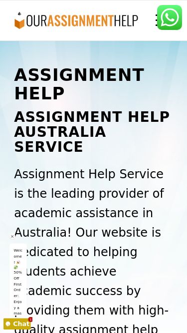 Screenshot 11/06/2025 ourassignmenthelp.com 1 new message Order Now Order on Whatsapp Menu Menu Assignment Help Assignment Help Australia Service Assignment Help Service is the leading provider of academic assistance in Australia! Our website is dedicated to helping students achieve academic success by providing them with high-quality assignment help and support. Trusted by Thousands of  Happy Customers Trustpilot 4.8 Sitejabber 4.7 Why Choose Us? 50% Off First Order: Enjoy a massive discount on your first assignment with us. Flexible Payments: Pay h