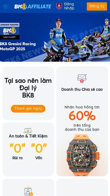 Screenshot 10/05/2025 aff.bk8dc.com Aff BK8 - Nhận thưởng cực khủng, hoa hồng cực đỉnh ngôn ngữ kế hoạch hoa hồng phần thưởng sản phẩm các nhà tài trợ trang chủ máy tính câu hỏi thường gặp Điều khoản & điều kiện liên hệ chúng tôi hướng dẫn Đăng nhập Đăng Ký Đăng Nhập Giới thiệu đại lý +10% hoa hồng Thưởng hàng tháng Không giới hạn Hợp tác với nhà cái lớn và uy tín nhất Đăng ký và kiếm 60% hoa hồng trong vài phút Gi