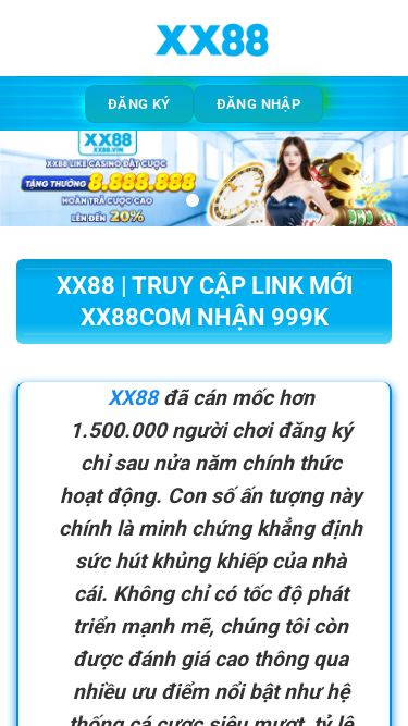 Screenshot 21/12/2025 anandi.in.net XX88 | Truy Cập Link XX88 Deal Khuyến Mãi 999K Skip to content ĐĂNG KÝ ĐĂNG NHẬP TRANG CHỦ Bắn Cá Casino Đá Gà E-Sports Game Bài Nổ Hũ Thể Thao Xổ Số ĐĂNG KÝ ĐĂNG NHẬP XX88 | Truy Cập Link Mới XX88COM Nhận 999k XX88 đã cán mốc hơn 1.500.000 người chơi đăng ký chỉ sau nửa năm chính thức hoạt động. Con số ấn tượng này chính là minh chứng khẳng định sức hút khủng khiếp của nhà cái. Không chỉ có tốc độ phá