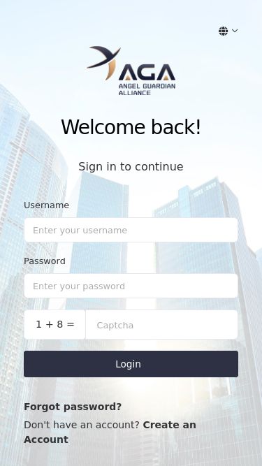Screenshot 15/03/2025 member.theagalliance.asia Angel Guardian Alliance English 中文简体 中文繁體 日本語 越南语 韓国語 印尼语 西班牙语 法語Welcome back!Sign in to continueUsernamePassword1 + 8 = LoginForgot password?Don't have an account? Create an Account Chat with us, powered by LiveChat