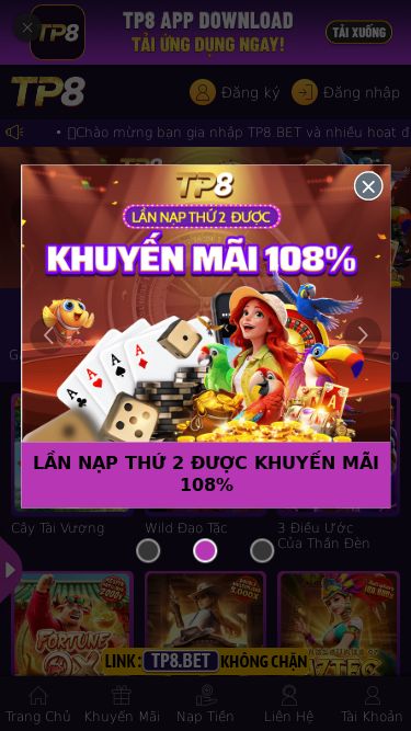 Screenshot 19/03/2025 39vb.com TP8MỖI NGÀY NẠP TIỀN TẶNG NGAY 100KLẦN NẠP THỨ 2 ĐƯỢC KHUYẾN MÃI 108%LÌ XÌ HÀNG NGÀYĐăng kýĐăng nhập