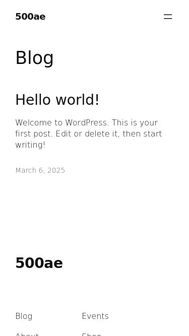 Screenshot 03/05/2025 f168.online 500ae Skip to content 500ae Sample Page Blog Hello world! Welcome to WordPress. This is your first post. Edit or delete it, then start writing! March 6, 2025 500ae Blog About FAQs Authors Events Shop Patterns Themes Twenty Twenty-Five Designed with WordPress