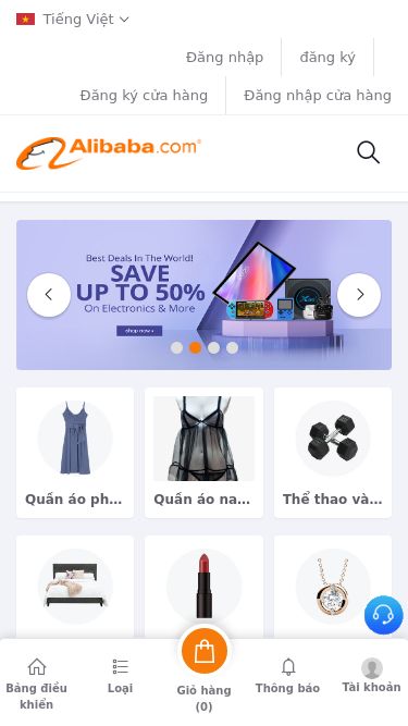 Screenshot 23/02/2025 alibabashopvipz.com AlibabaPlease Open JavaScriptTiếng Việt Tiếng Việt English 한국어 中文繁体 German Malaysia Español Türkiye Portugues do Brasil Italiano Pусский العراق Nederland Français Đăng nhập đăng kýĐăng ký cửa hàngĐăng nhập cửa hàng0Đối chiếu0Danh sách yêu thích0Giỏ hàng Giỏ hàng của bạn đang trống LoạiXem tất cả >Quần áo phụ nữQuần áo nam nữ nội y, ngủ & thư giãnThể thao và ngoài trờiNội thấtLàm đẹp và