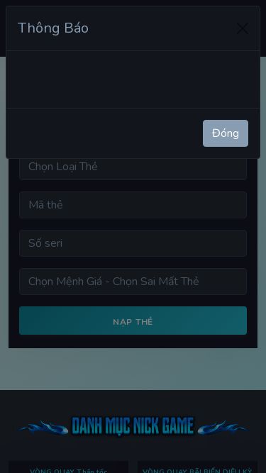 Screenshot 13/05/2025 shophuy.hicam.net https://shophuy.hicam.net/ Đăng Nhập Trang Chủ Nạp Tiền Rút Kim Cương Menu Đăng Nhập NẠP THẺ TOP NẠP THẺ THÁNG 05 Chọn Loại Thẻ Viettel Mobifone Vinaphone Vietnamobile Gate Garena Zing Vcoin Chọn Mệnh Giá - Chọn Sai Mất Thẻ 10.000 20.000 30.000 50.000 100.000 200.000 300.000 500.000 1.000.000 Nạp Thẻ 1 Huydepdai1994 0đ 2 qpjbyn 0đ 3 huyhoang26042013 0đ 4 uyyysu 0đ 5 daolua 0đ VÒNG QUAY Thần tốc Đã Chơi: 9 19,000 đ VÒNG QUAY BÃI BIỂN DIỆU K