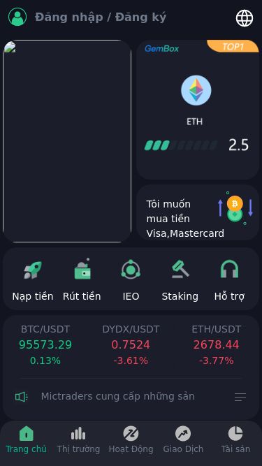 Screenshot 24/02/2025 tradefxbank.com FXBank Đăng nhập / Đăng ký Tôi muốn mua tiền Visa,Mastercard Nạp tiền Rút tiền IEO Staking Hỗ trợ BTC/USDT 95573.29 0.13% DYDX/USDT 0.7524 -3.61% ETH/USDT 2678.44 -3.77% Làm thế nào để mua Coin trên Mictraders?Mictraders cung cấp những sản phẩm và đáp ứng nhu cầu của nhà đầu tư như thế nào?Những coin nào được hỗ trợ trên sàn giao dịch Exness?Sàn giao dịch Mictraders nằm ở đâu?Những ai đã sáng lập ra sàn giao dịch Mict