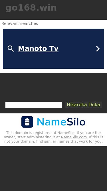 Screenshot 09/03/2025 go168.win go168.win - go168 Resources and Information.go168.winThis domain is registered at NameSilo. If you are the owner, start administering it at NameSilo.com. If this is not your domain, find similar names that work for you. This webpage was generated by the domain owner using Sedo Domain Parking. Disclaimer: Sedo maintains no relationship with third party advertisers. Reference to any specific service or trade mark is not controlled by Sedo nor does it constitute or imply its association, endorsement or recomme