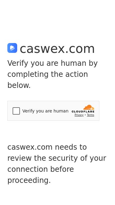 Screenshot 10/03/2025 caswex.com Just a moment...caswex.comVerify you are human by completing the action below.caswex.com needs to review the security of your connection before proceeding.Verification successfulWaiting for caswex.com to respond...Enable JavaScript and cookies to continueRay ID: 91e37e1f7a1e5037Performance & security by Cloudflare