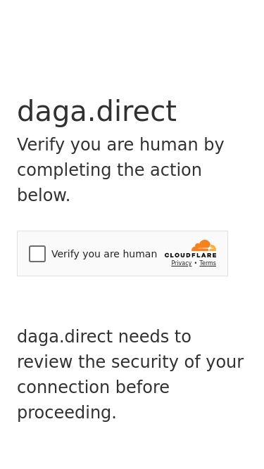 Screenshot 17/05/2025 daga.direct Just a moment... daga.direct Verify you are human by completing the action below. daga.direct needs to review the security of your connection before proceeding. Verification successful Waiting for daga.direct to respond... Ray ID: 940f33d31e4efdc6 Performance & security by Cloudflare