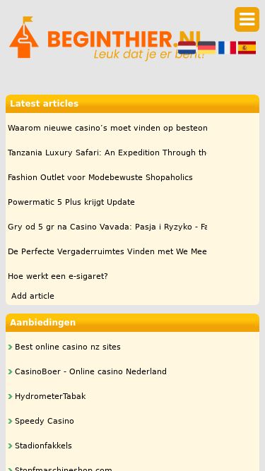 Screenshot 21/05/2025 beginthier.nl Beginthier.nl | De Leukste Links van Nederland Home Alphabet Categories Submit link Exchange link Advertise Login Contact Our categories Auto Beroemdheden Bouw Computer Cosmetica Cultuur Dating Dieren Doe-het-zelf Elektronica Films-tv Financieel Games Geloof-en-filosofie Gezondheid Kinderen Kleding Landen Muziek Natuur Overig Paginas Reizen Sport Steden-dorpen Telefonie Vervoer Voeding Vrijetijd Werk-en-opleiding Wonen Beginthier.nl, alleen de beste linksBeginthier.nl heeft een prachtig overzicht met links.