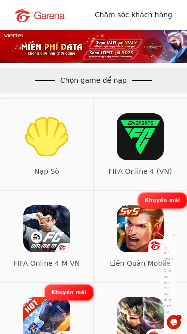 Screenshot 01/06/2025 napgarana.vn Trung tâm nạp thẻ Garena Chăm sóc khách hàng Chọn game để nạp Nạp Sò FIFA Online 4 (VN) FIFA Online 4 M VN Liên Quân Mobile Khuyến mãi Free Fire Khuyến mãi Cái Thế Tranh Hùng CÔNG TY CỔ PHẦN PHÁT TRIỂN THỂ THAO ĐIỆN TỬ VIỆT NAM Giấy CNĐKKD số 0103959912, cấp lần đầu trong hôm nay ngày 09/06/2009 | Cơ quan cấp: Phòng Đăng ký kinh doanh- Sở Kế hoạch và đầu tư TP Hà Nội Địa chỉ trụ sở chính: Tầng 29, Tòa nhà Trung 