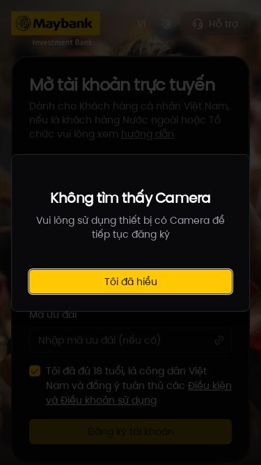 Screenshot 10/03/2025 oap.maybanktrade.com.vn Đăng ký mở tài khoản chứng khoán trực tuyến - MSVN - Mở tài khoản chứng khoán trực tuyếnĐỒNG HÀNHTRÊN MỌI HÀNH TRÌNHĐẦU TƯ CỦA BẠNVIToggle themeHỗ trợMở tài khoản trực tuyếnDành cho Khách hàng cá nhân Việt Nam, nếu là khách hàng Nước ngoài hoặc Tổ chức vui lòng xem hướng dẫnSố điện thoại di động*Email*Đăng ký dịch vụ chuyên viên tư vấnMã ưu đãiTôi đã đủ 18 tuổi, là công dân Việt Nam v