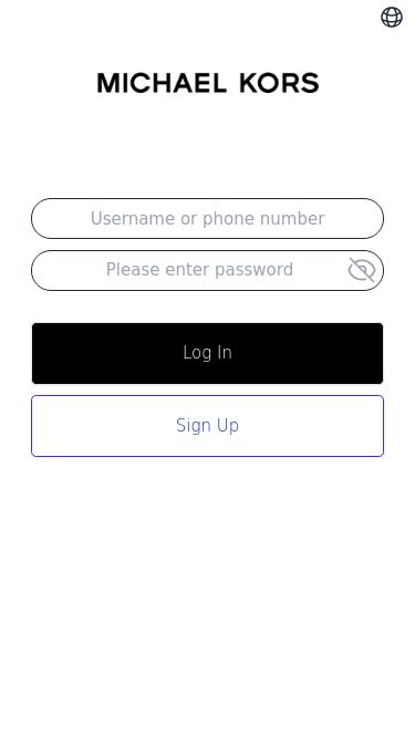 Screenshot 01/03/2025 kors.michaelgiue.com Michael Kors Log InSign UpForget password?
