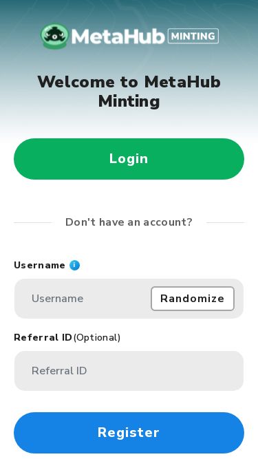 Screenshot 30/10/2024 minting.metahub.finance 