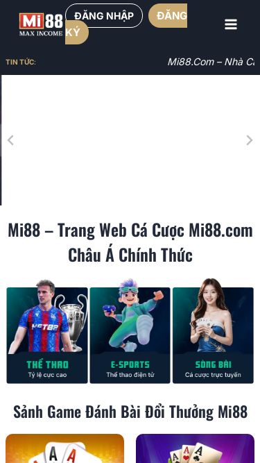 Screenshot 12/05/2025 mi-88.org Mi88 - Trang Web Cá Cược Mi88.com Châu Á Chính Thức Skip to content ĐĂNG NHẬP ĐĂNG KÝ Search MI88Expand Giới Thiệu Mi88 Nạp Tiền Mi88 Rút Tiền Mi88 Chơi Game Có Trách Nhiệm Mi88 Điều Khoản Dịch Vụ MI88 Bảo Mật Mi88 Liên Hệ Mi88 THỂ THAOExpand Kinh Nghiệm Cá Độ Bóng Đá THỂ THAO ĐIỆN TỬ CASINO TRỰC TUYẾNExpand Cổng Game Tài Xỉu Cổng Game Xóc Đĩa Kinh Nghiệm Chơi Xóc Đĩa Kinh Nghiệm Tài Xỉu Tool Hack Tài Xỉu Tool Xóc