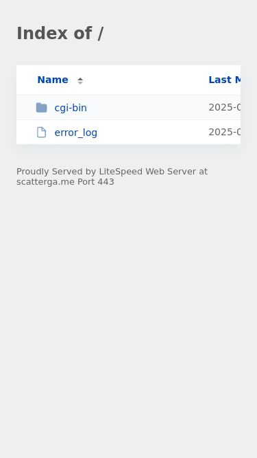 Screenshot 22/05/2025 scatterga.me Index of / Index of / Last Modified