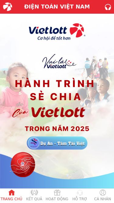 Screenshot 19/08/2025 duanmega.com ĐIỆN TOÁN VIỆT NAM ĐIỆN TOÁN VIỆT NAM Trang Chủ Kết quả HOẠT ĐỘNG Hỗ trợ CÁ NHÂN