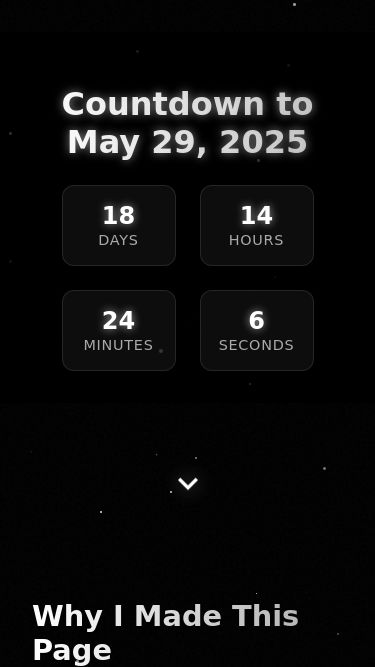 Screenshot 10/05/2025 tuyensinhlop10.vercel.app Tuyen Sinh Countdown Countdown to May 29, 2025 18 Days 14 Hours 24 Minutes 6 Seconds Why I Made This Page As a fellow student, I know how challenging Grade 9 can be in Vietnam. The pressure of exams, the transition to high school, and the expectations can feel overwhelming. I created this countdown to May 29, 2025, to mark the end of the school year and to remind you that every day is a step closer to your goals. This page is here to motivate you to stay focused, keep studying, and believe in yourself. You