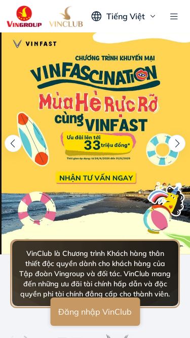 Screenshot 20/05/2025 home.vingroups.club VinClub | Chương trình khách hàng thân thiết độc quyền Giới thiệu Đặc quyền & Hạng thành viên Chính sách VPoint Tin tức Câu hỏi thường gặp Đăng nhập Đăng ký Tiếng Việt English Việt Nam Giới thiệu Đặc quyền & Hạng thành viên Chính sách VPoint Tin tức Câu hỏi thường gặp Đăng nhập Đăng ký VinClub là Chương trình Khách hàng thân thiết độc quyền dành cho khách hàng của Tập đoàn Vingroup và đối t
