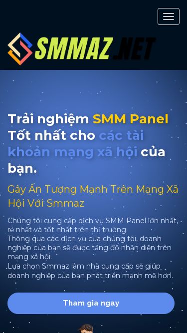 Screenshot 13/06/2025 smmaz.net SMMAZ.NET dịch vụ mạng xã hội - bảng điều khiển SMM PANEL Toggle navigation    Đăng nhập Dịch vụ API Đăng ký Faqs Điều khoản sử dụng Trải nghiệm SMM Panel  Tốt nhất cho các tài khoản mạng xã hội của bạn. Gây Ấn Tượng Mạnh Trên Mạng Xã Hội Với Smmaz Chúng tôi cung cấp dịch vụ SMM Panel lớn nhất, rẻ nhất và tốt nhất trên thị trường. Thông qua các dịch vụ của chúng tôi, doanh nghiệp của bạn sẽ 