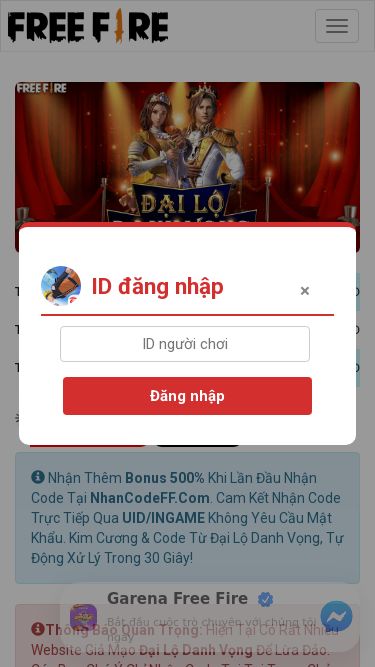 Screenshot 09/05/2025 nhancodeff.com Free Fire Đại Lộ Danh Vọng - Kênh Nhận Code & Kim Cương Free Fire