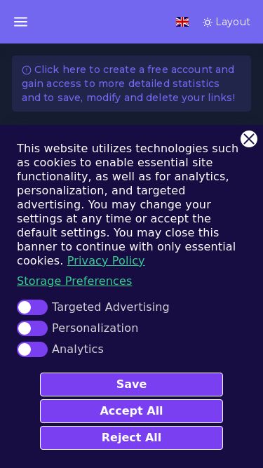 Screenshot 07/03/2025 mub.me mub.me | Free Custom URL Shortener, Branded URLs, Link Management, Advanced Statistics Opens in a new window Opens an external website Opens an external website in a new window Close this dialog This website utilizes technologies such as cookies to enable essential site functionality, as well as for analytics, personalization, and targeted advertising. You may change your settings at any time or accept the default settings. You may close this banner to continue with only essential cookies. Privacy Policy St