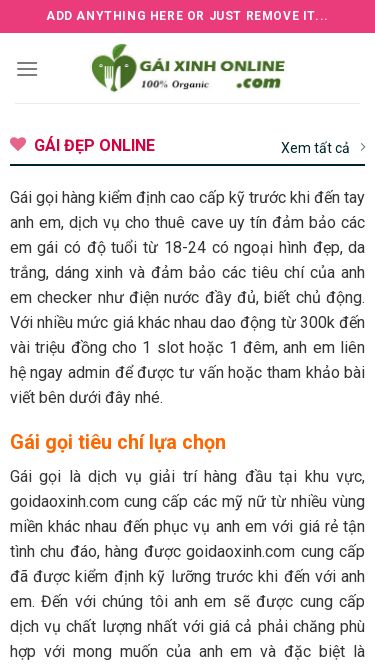 Screenshot 21/03/2025 goidaoxinh.com Gái Xinh Online | Thông Tin Gái Gọi Cao Cấp TPHCM & Các Tỉnh Thành Skip to content Add anything here or just remove it... Assign a menu in Theme Options > Menus Newsletter Sign up for NewsletterSignup for our newsletter to get notified about sales and new products. Add any text here or remove it.[contact-form-7 id=