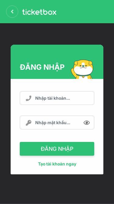 Screenshot 15/08/2025 ticketbox-liveshowvn.com Ticketbox - Mua vé hòa nhạc, hội thảo, thể thao, phim, kịch và voucher Đăng nhập Đăng ký Đăng nhập Số điện thoại hoặc email: * Mật khẩu: * ĐĂNG NHẬP Tạo tài khoản ngay Đăng ký Họ và tên * Số điện thoại * Mật khẩu * Xác nhận mật khẩu * Mã giới thiệu * Đồng ý với điều khoản dịch vụ ĐĂNG KÝ Đăng nhập close Quy định chung × Người tham gia mở phòng vé phải trong độ tuổi từ 18 đến 60, có tài 