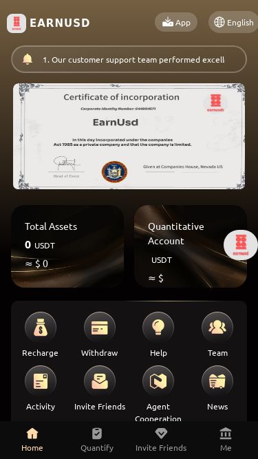 Screenshot 21/10/2024 earnusd.top