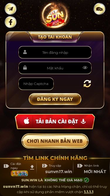 Screenshot 12/03/2025 sunvn17.win SUNWIN | TẢI SUN WIN APK/IOS - ĐĂNG KÝ & ĐĂNG NHẬP CHÍNH THỨC GAME BÀI MACAO Cài đặt để vượt chặn và truy cập sunvn17.win chính hãng CHÚC MỪNG! Bạn đã đăng ký thành công Tên đăng nhập: abcxyz Mật khẩu: ***G Một số phiên bản Android có thể không tương thích với CH Play, vui lòng cài đặt bản apk bên dưới nếu không tải được game Hướng dẫn tải file cài đặt Bước 1 Bấm chọn tải game ngay Mở file vừa 