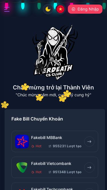 Screenshot 01/03/2025 taobillgia.com Bạn thường xuyên truy cậpFakebill - Công cụ fake bill chuyển khoản số 1 Việt Nam dùng để seeding | Tạo bill giá 1k - Công cụ Tạo bill chuyển khoản Trang Chủ Hệ Thống Fake Bill Fake Bill Chuyển Khoản Fake Bill Số Dư Fake Bill Biến Động Hệ Thống Fake CCCD Fake CCCD 2 Mặt Tạo QR CCCD Zalo Thuê Gói VIP Lên Tích Xanh Cho Facebook Dame Facebook Thuê Bank Ảo Live Game Kênh Thông Báo (Nên Vào) Liên Hệ Hỗ Trợ Tạo bill giá 1k - Công c